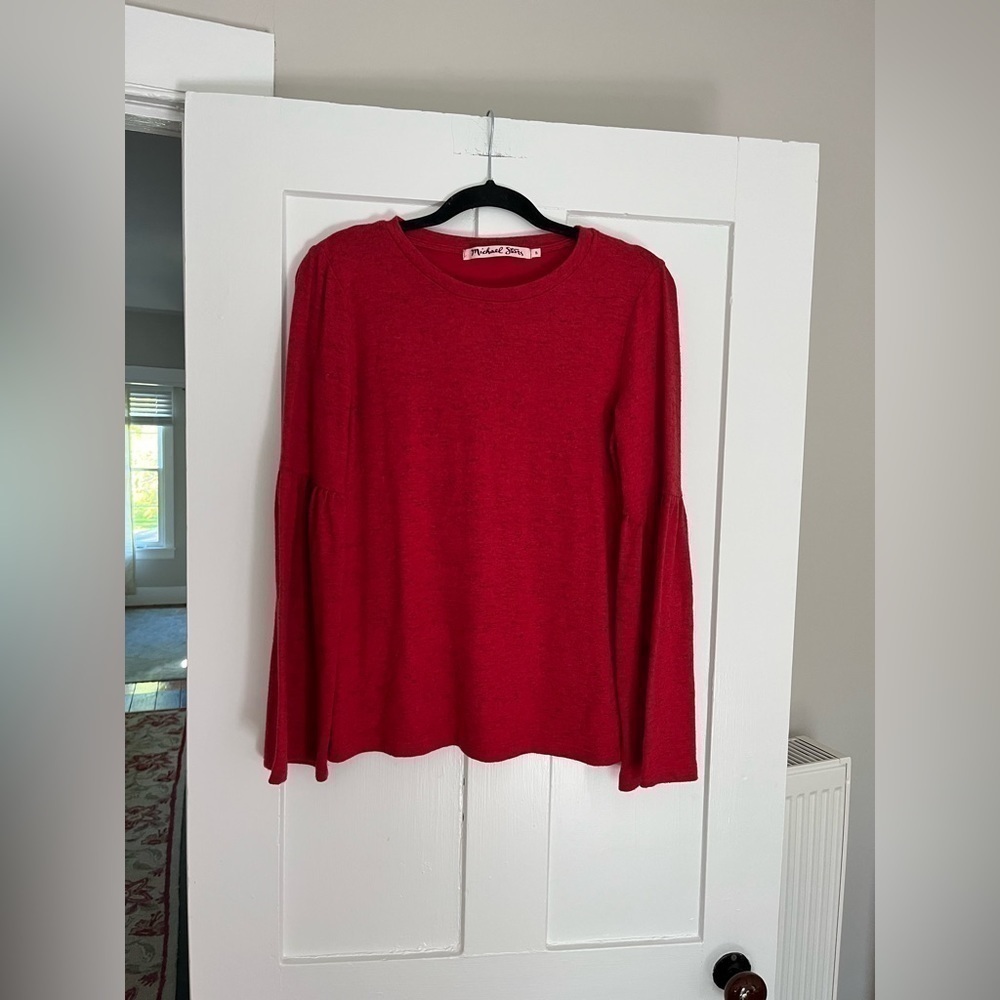 Michael Stars Red Bell Sleeve Blouse Size Small